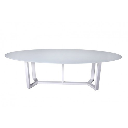 Table de jardin ovale design 260 cm, plateau en verre, Montella Table de jardin ovale design 260 cm, plateau en verre, Montella