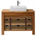 Meuble vasque teck massif 101 cm avec paniers, Line Art
