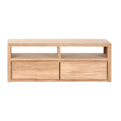 Meuble tv 120 cm en teck massif 2 niches 2 tiroirs, Natura Meuble tv 120 cm en teck massif 2 niches 2 tiroirs, Natura
