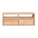 Meuble tv 120 cm en teck massif 2 niches 2 tiroirs, Natura