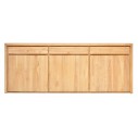 Buffet en teck massif 226 cm, 3 portes 3 tiroirs, Natura