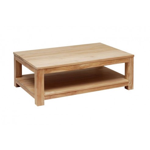 Table basse rectangulaire 120 ou 130 cm double plateaux en teck massif, Exquise Table basse rectangulaire 120 ou 130 cm double plateaux en teck massif, Exquise