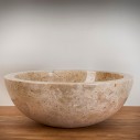Vasque ronde en pierre marbrière ton crème