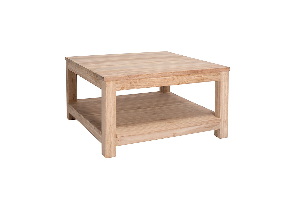 table basse carree double plateaux en teck massif exquise