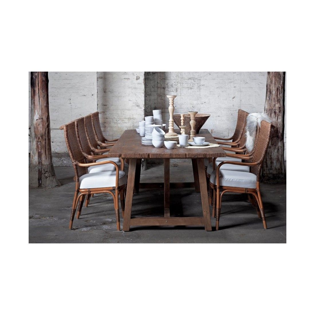 Fauteuil en rotin naturel avec coussin, Melody