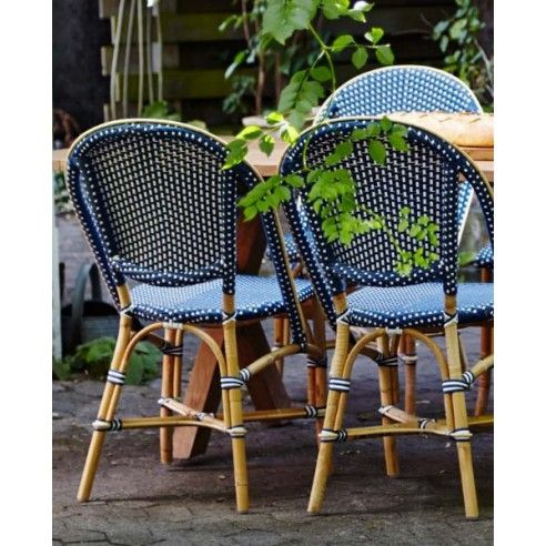 Chaise de jardin en rotin naturel et résine tressée empilable