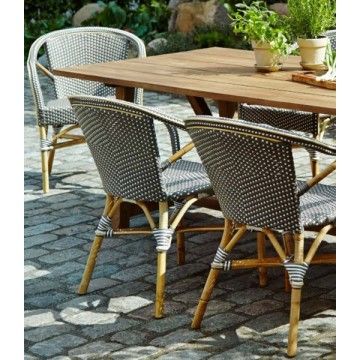 Fauteuil en rotin naturel, large et empilable, Madeleine