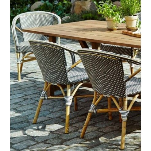 Fauteuil de jardin en rotin naturel et résine tressée, empilable