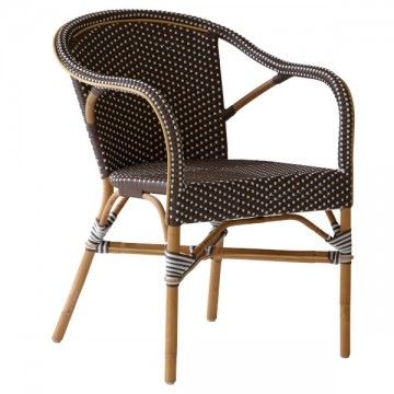 Fauteuil en rotin naturel, large et empilable, Madeleine