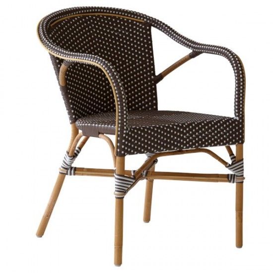 Fauteuil en rotin naturel, large et empilable, Madeleine