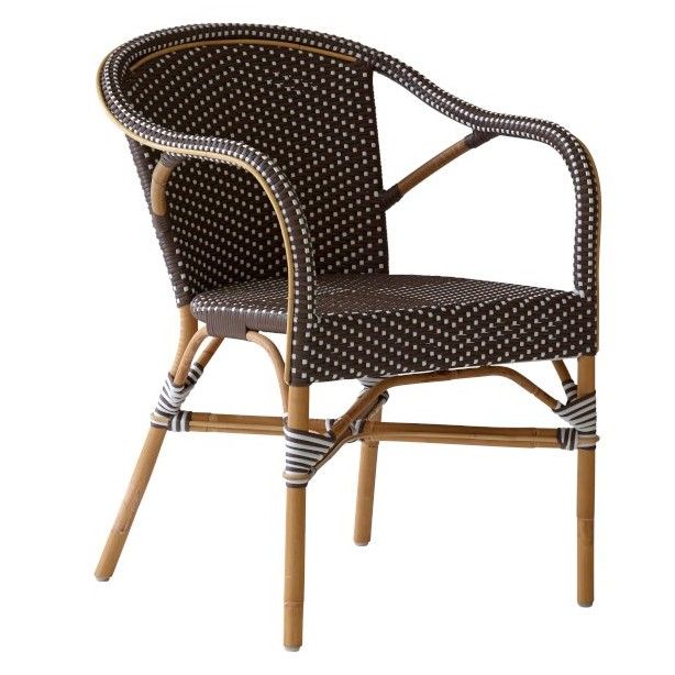 Fauteuil de jardin en rotin naturel et résine tressée, empilable