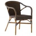 Fauteuil de jardin en rotin naturel, large et empilable, Madeleine de Sika Design