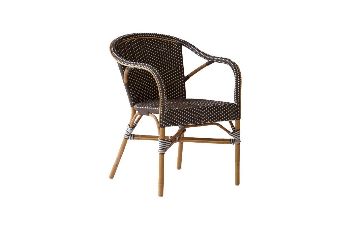 Fauteuil de jardin en rotin naturel et résine tressée, empilable  La