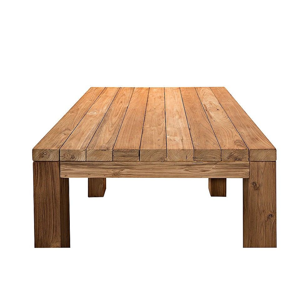 Table carrée vieux teck massif 90 x 90 cm, modèle Primitive Table carrée vieux teck massif 90 x 90 cm, modèle Primitive