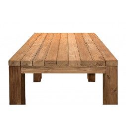 Table carrée vieux teck massif 90 x 90 cm, modèle Primitive