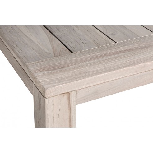 Table de jardin en teck recyclé 220 cm gris délavé, modèle Aberdeen Table de jardin en teck recyclé 220 cm gris délavé, modèle Aberdeen