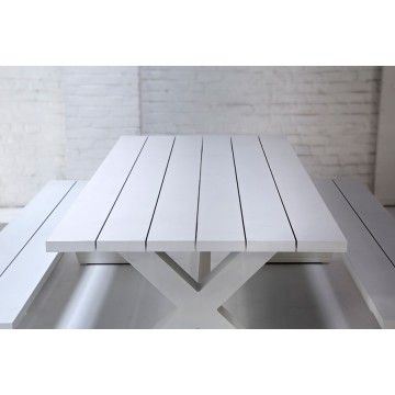 Table picnic en aluminium blanc ou charcoal 220 cm, Bonucci