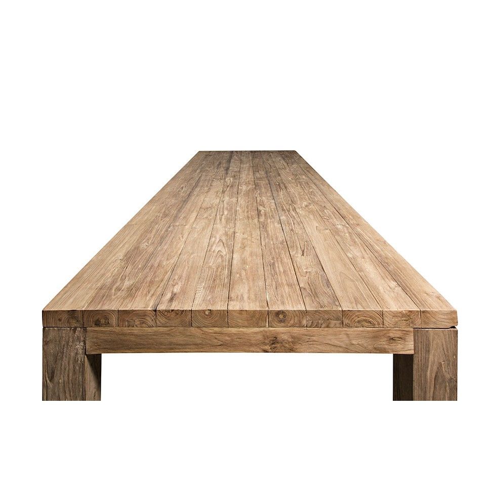 Table rectangulaire en vieux Teck massif, modèle Primitive