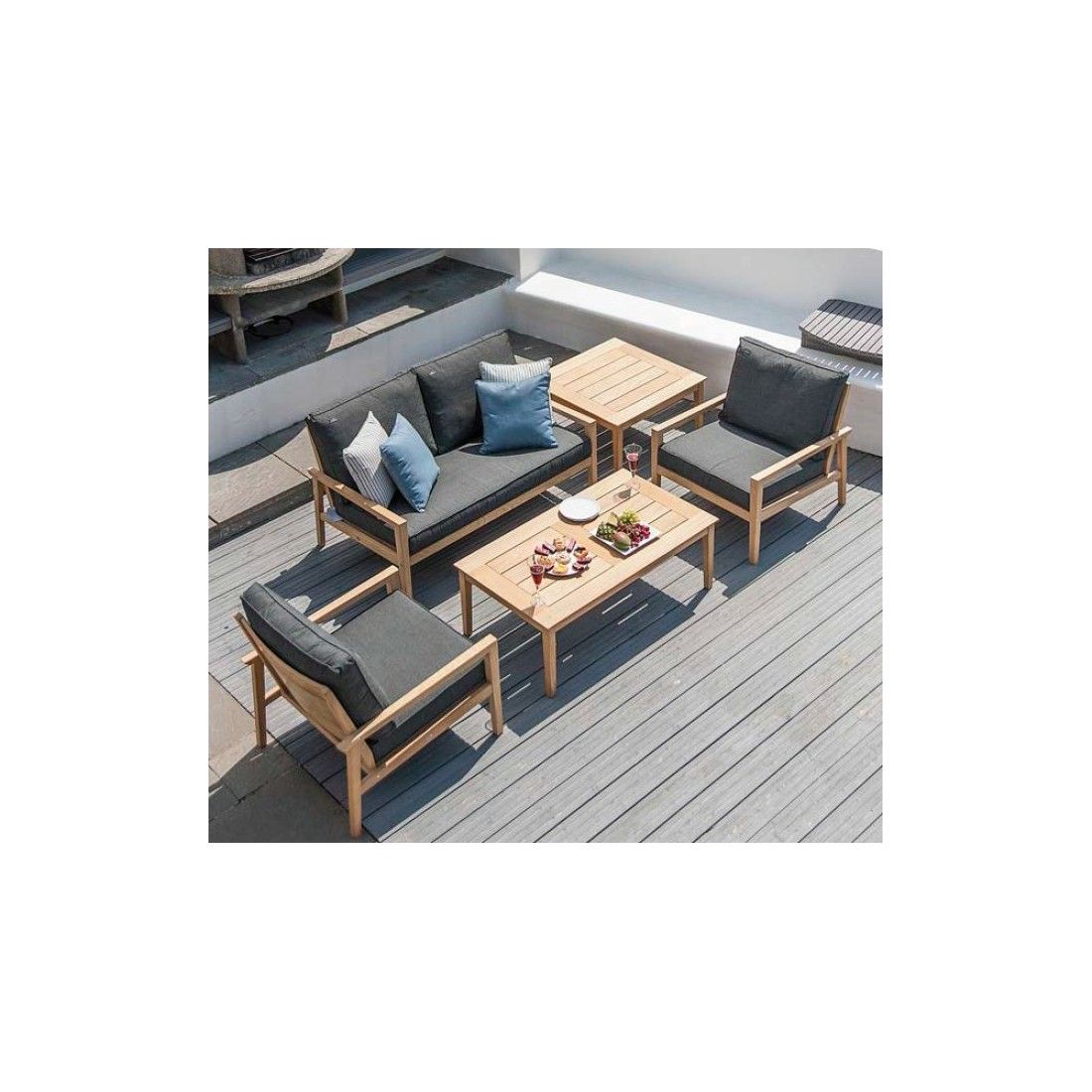 Table basse en bois pour salon de jardin 120 cm, haut de gamme