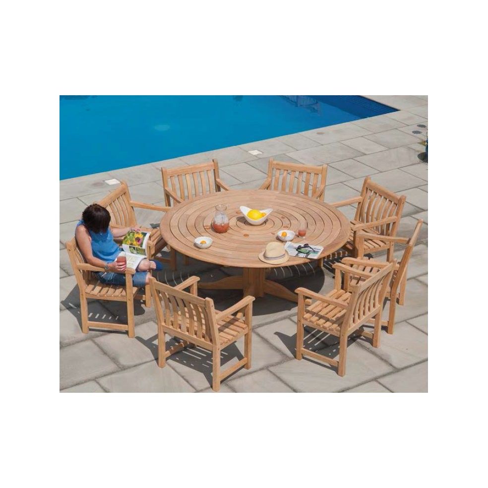 Table de jardin ronde en bois, haut de gamme