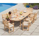 Grande table de jardin en bois massif avec rallonge, 200 / 290 cm, haut de gamme