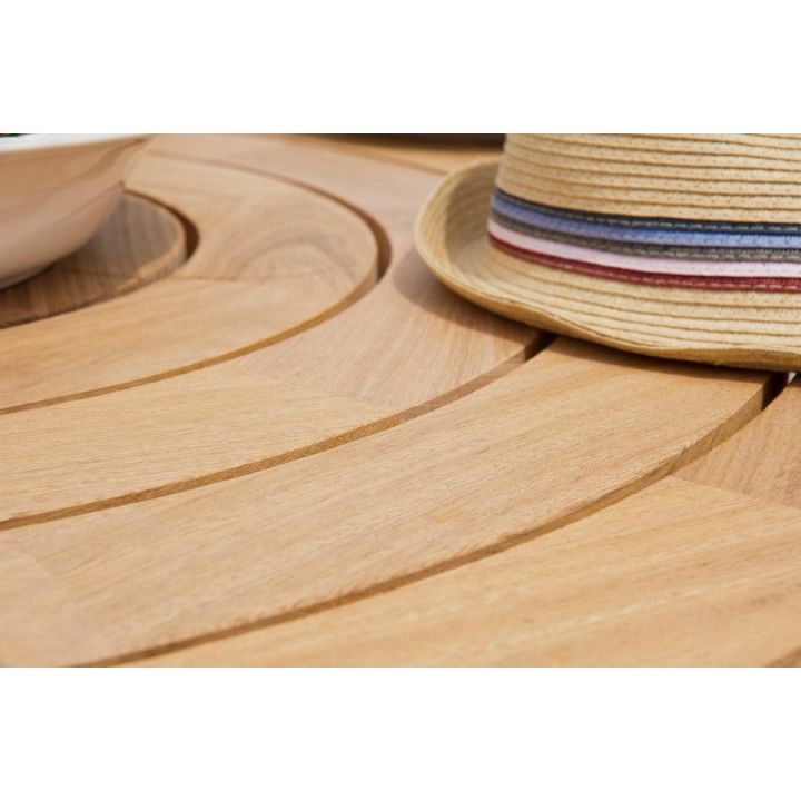 Table de jardin pliante et ronde 130 cm en bois massif, haut de gamme