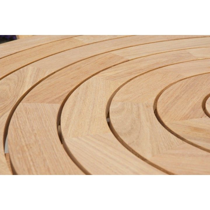 Table de jardin pliante et ronde 130 cm en bois massif, haut de gamme