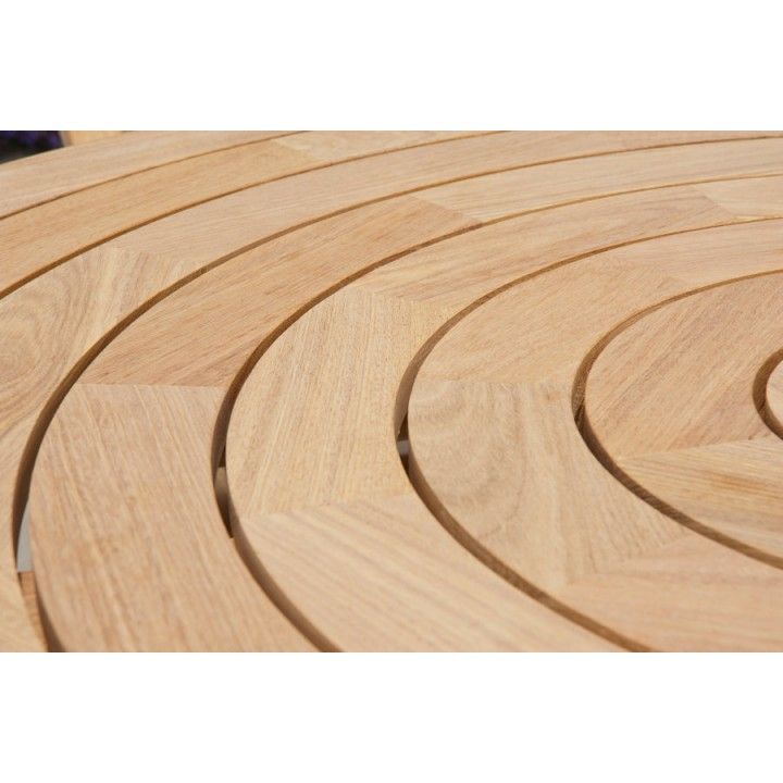 Table de jardin ronde 130 cm en bois massif, pliante, haut de gamme