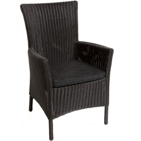 Fauteuil en résine tressée ronde, ton naturel ou noir Fauteuil en résine tressée ronde, ton naturel ou noir