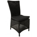 Chaise en résine tressée ronde, ton gris ou noir