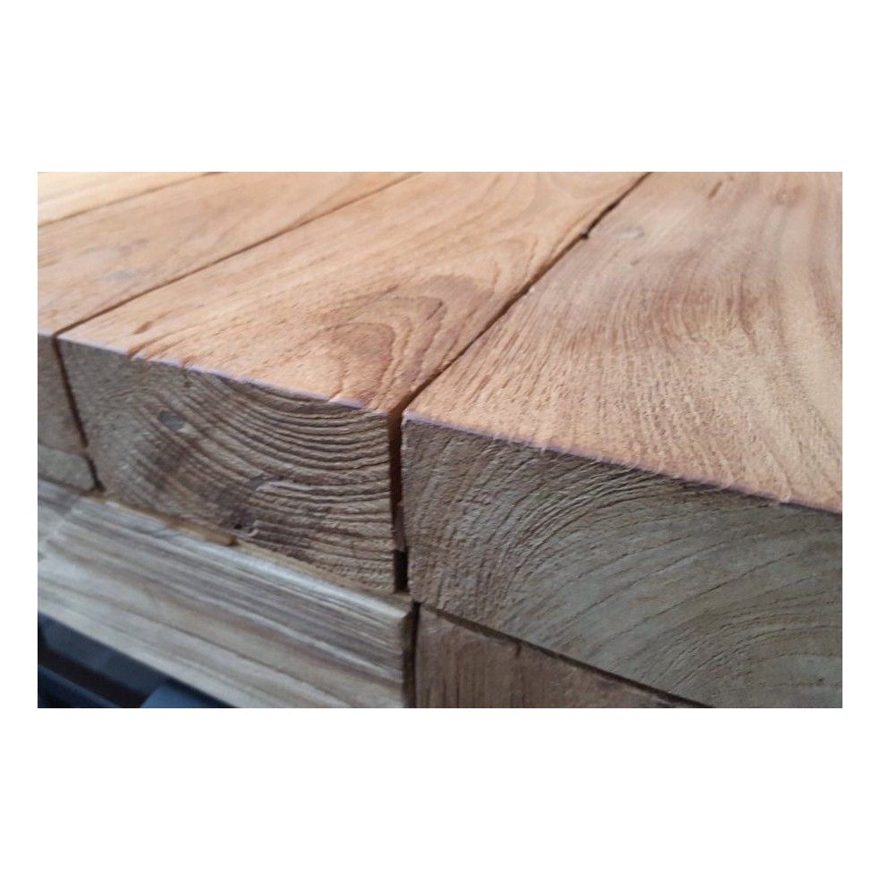 Table rectangulaire en vieux Teck massif, modèle Primitive