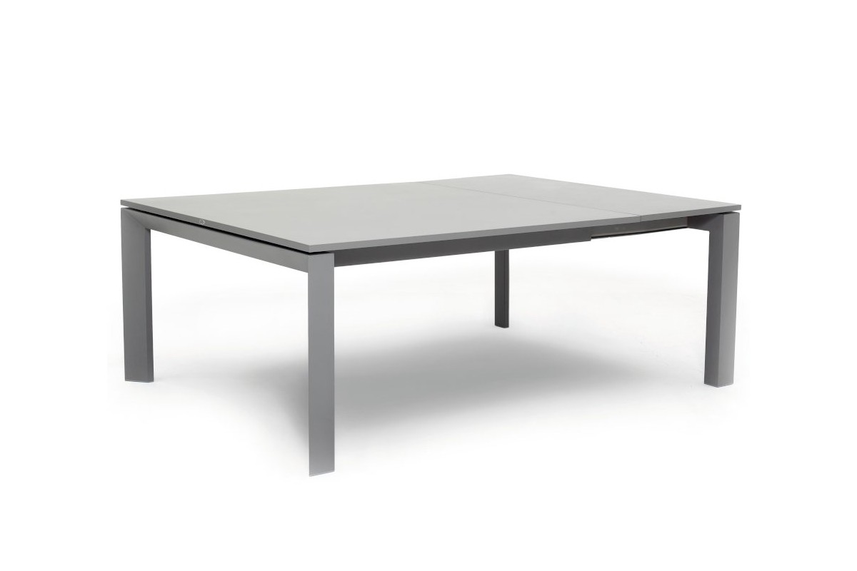 Table de jardin carrée en alu gris avec rallonge 150 / 210 ...