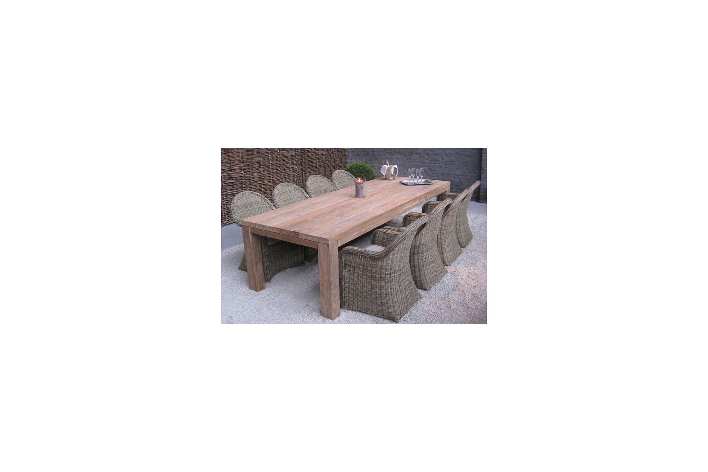 STOK, grande table de jardin rectangulaire en bois massif de frêne