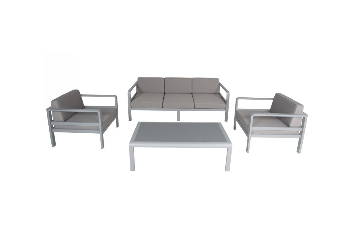 Salon De Jardin Alu Canape 3 P 2 Fauteuils Coussins Et Table
