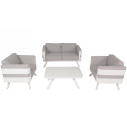 Salon de jardin alu avec coussins et table, Fere