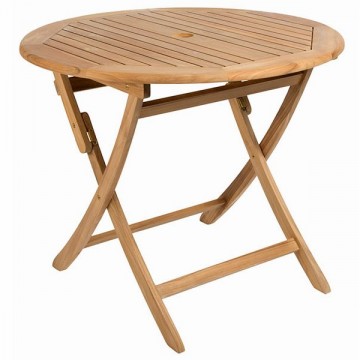 Table ronde 90 cm pliante en teck massif, modèle Ora