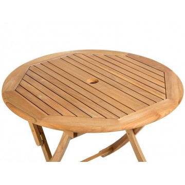 Table ronde 90 cm pliante en teck massif, modèle Ora
