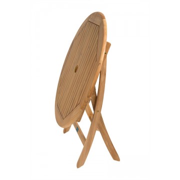 Table ronde 90 cm pliante en teck massif, modèle Ora