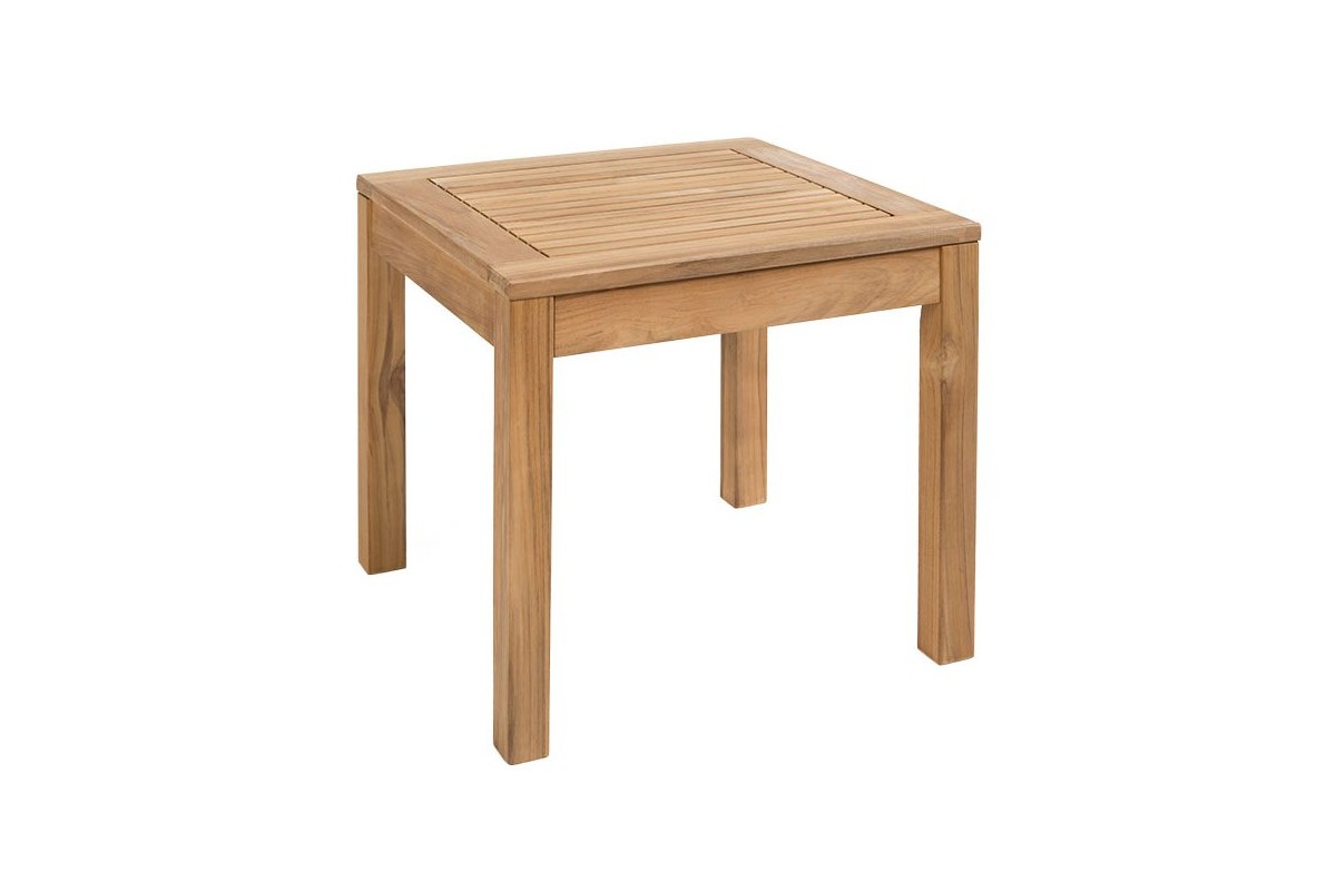 Petite table basse carrée 45 cm en teck massif, modèle Sevilla