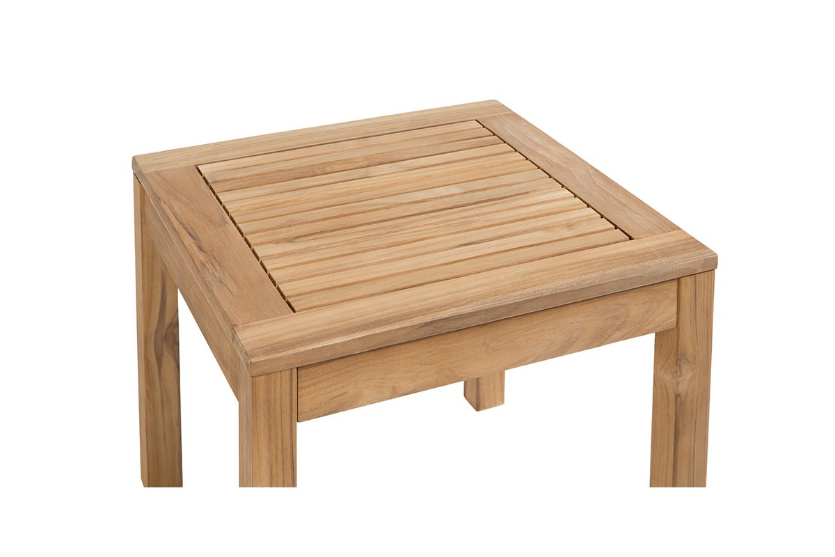 Petite table basse carrée 45 cm en teck massif, modèle Sevilla