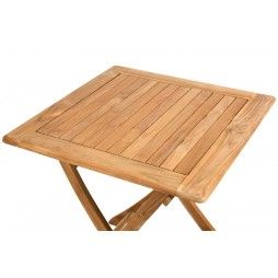 Petite table carrée 70 cm pliante en teck massif, Avignon
