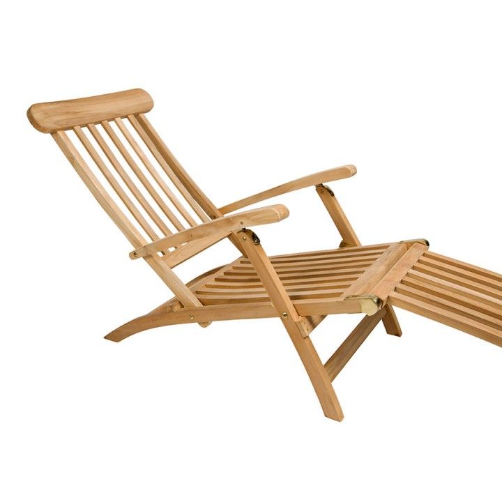 Chaise longue pliante en teck massif, Steamer