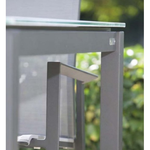 Table de jardin design 160 cm verre et aluminium, Grana Table de jardin design 160 cm verre et aluminium, Grana