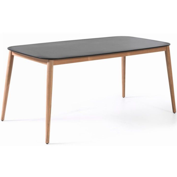 Table de jardin 213x100 cm avec plateau en Duranite® et pieds en teck