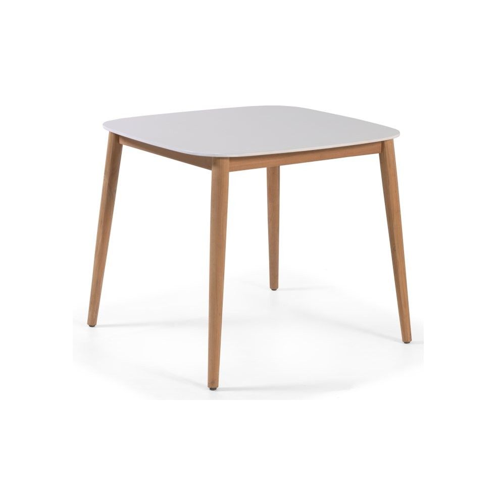 Table de jardin 90x90 cm avec plateau en Duranite® et pieds en teck Table de jardin 90x90 cm avec plateau en Duranite® et pieds en teck
