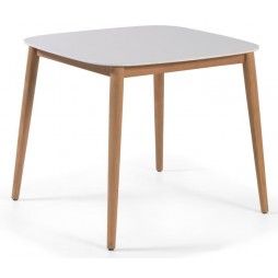 Table de jardin 90x90 cm avec plateau en Duranite® et pieds en teck