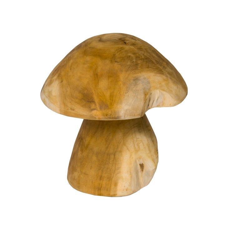 Champignon pour décoration extérieure coloris bois en teck - 30 cm