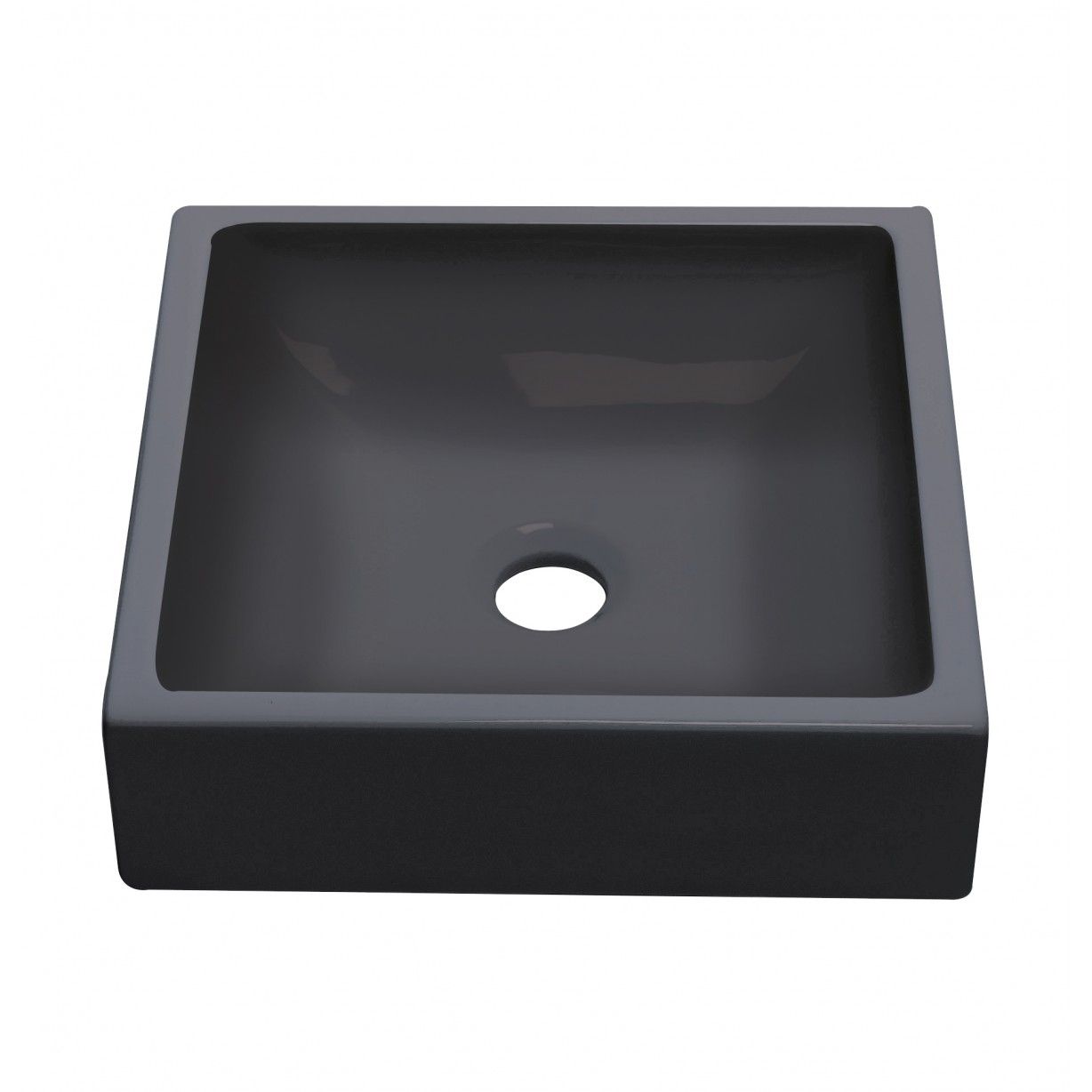 Vasque carrée en céramique noir mat 36,5 cm, modèle Petit Carré