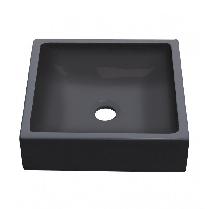 Vasque carrée en céramique noir mat 36,5 cm, modèle Petit Carré