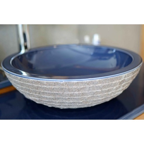 Vasque ronde en pierre de lave émaillée D 40 cm Vasque ronde en pierre de lave émaillée D 40 cm
